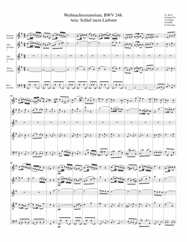 Aria: Schlaf mein Liebster from Weihnachtsoratorium (Christmas oratorio) BWV 248 (arrangement for 5 (arr. Gil Garty)