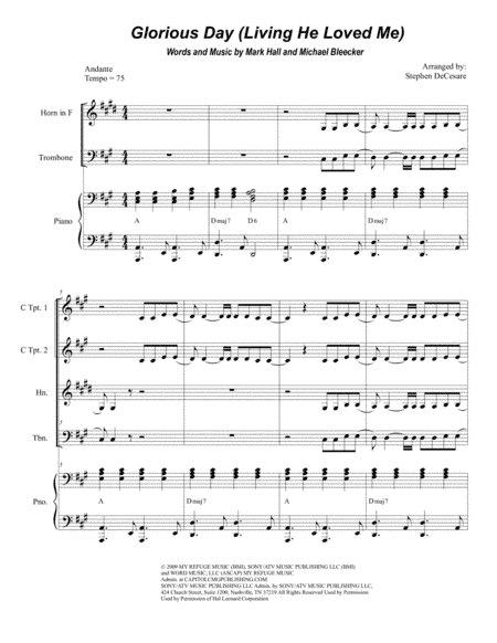 Glorious Day (Living He Loved Me) (arr. Stephen DeCesare)