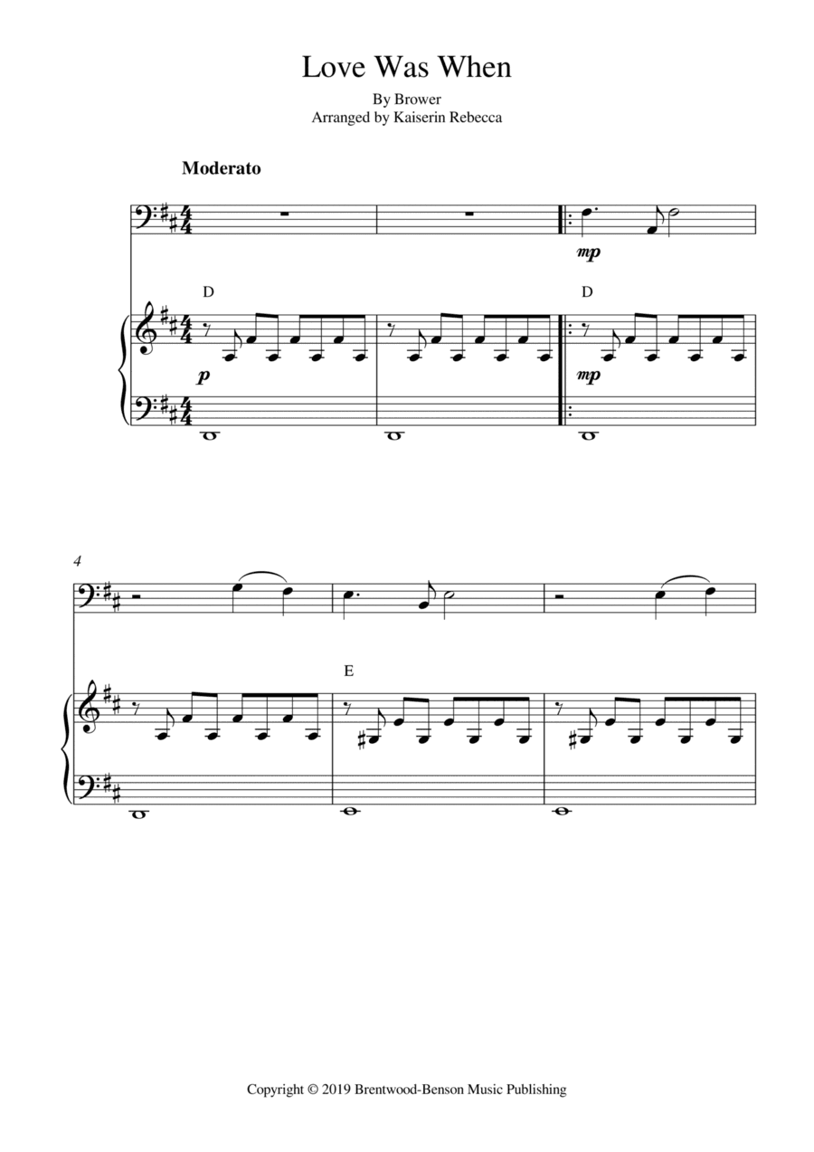 Love Was When (arr. Kaiserin Rebecca)