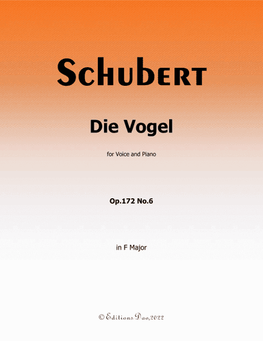 Die Vogel, by Schubert, in F Major (arr. Editions Dao)