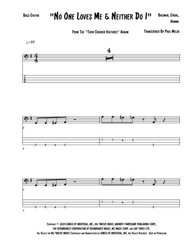 No One Loves Me (arr. Accubass)