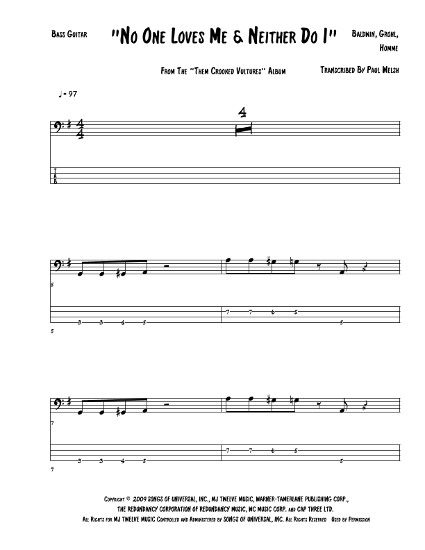 No One Loves Me (arr. Accubass)