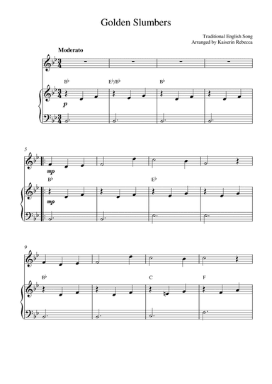 Golden Slumbers (for oboe solo and piano accompaniment) (arr. Kaiserin Rebecca)