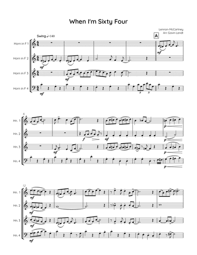 When I'm Sixty-four (arr. Gavin Lendt)