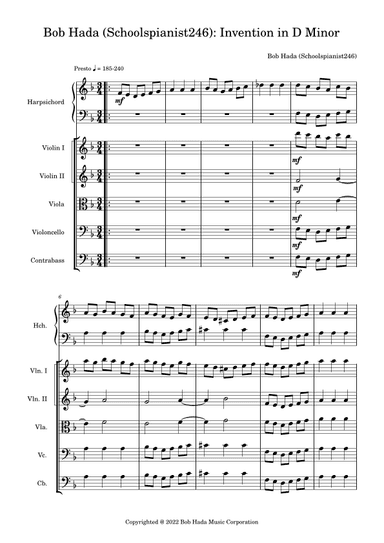 Bob Hada (Schoolspianist246): Invention in D Minor