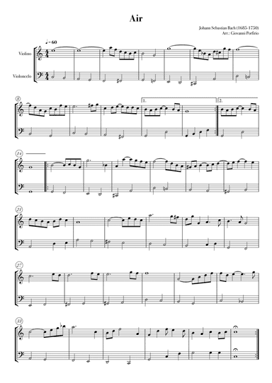AIR - Bach (Violin and Cello - easy) (arr. Giovanni Porfirio)