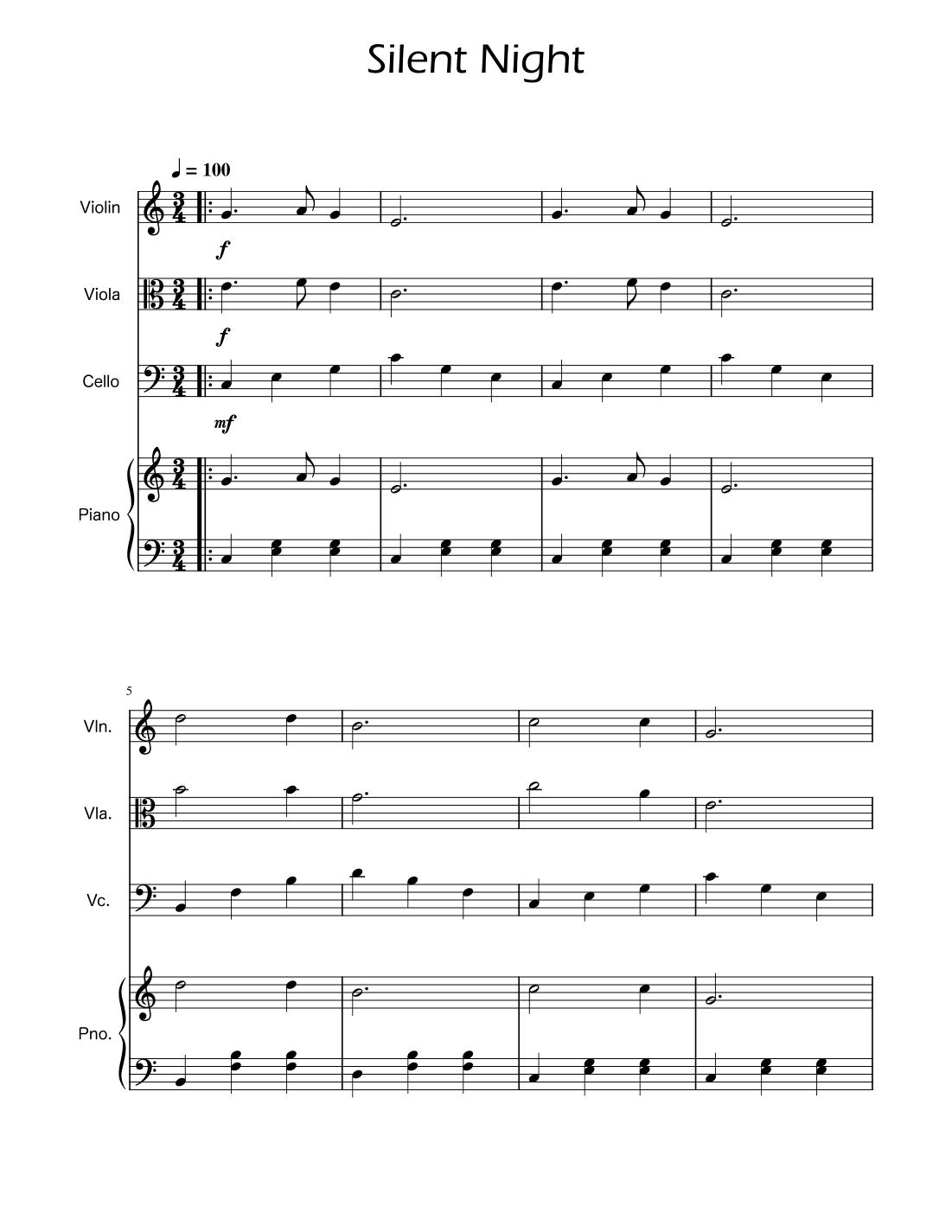Silent Night - String Trio w/ Piano (arr. Ygor Nunes)
