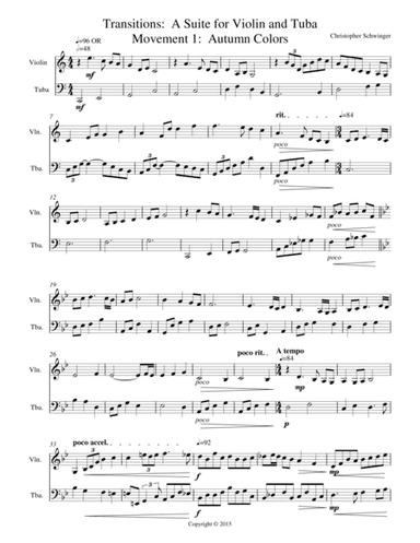 Transitions - suite for violin & tuba (4 mvmts.)