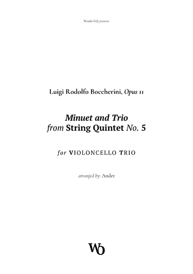 Minuet by Boccherini for Cello Trio (arr. Ander)