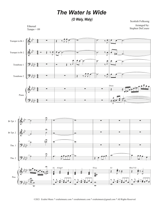 The Water Is Wide (O Waly, Waly) (Brass Quartet and Piano - Alternate Version) (arr. Stephen DeCesare)