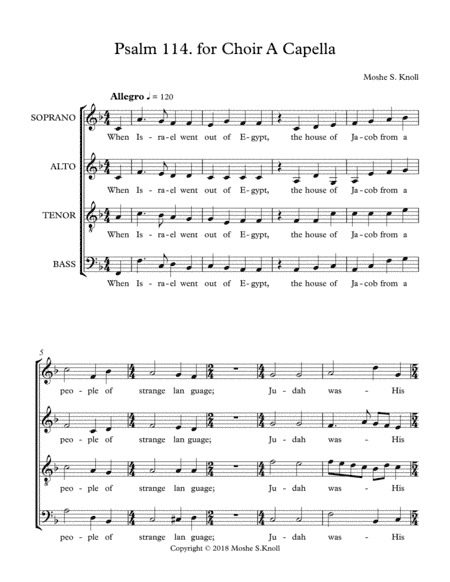 Psalm 114, for A Capella Chorus