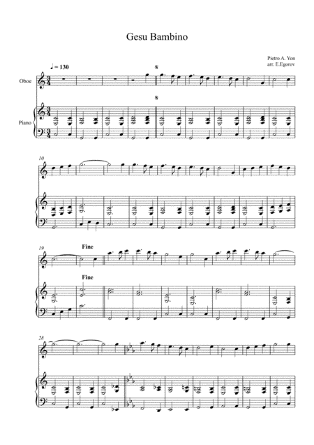 Gesu Bambino (The Infant Jesus), For Oboe & Piano