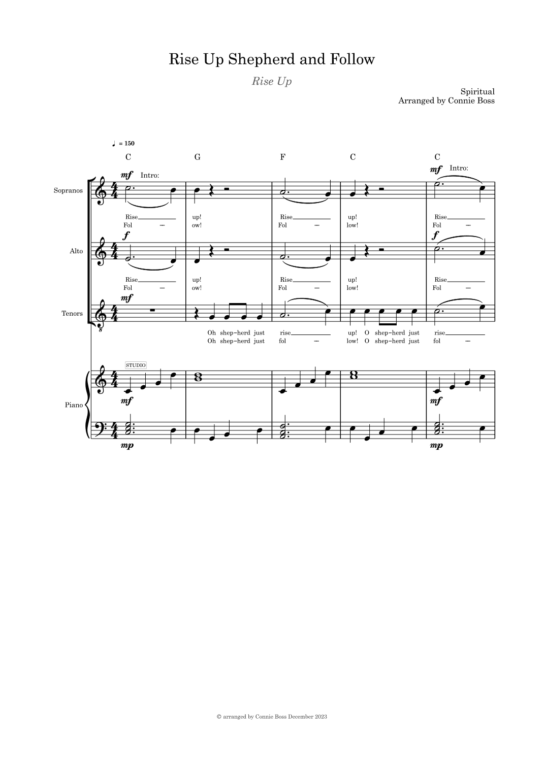 Rise Up Shepherd and Follow trio and piano (arr. Connie Boss)