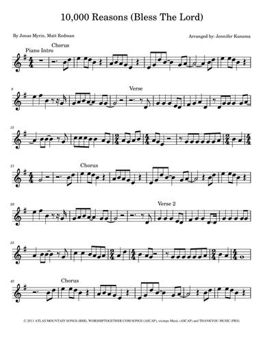 10,000 Reasons (bless The Lord) (arr. Jennifer Kusuma)