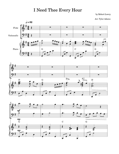I Need Thee Every Hour (Flute and Cello Duet with Piano) (arr. Tyler Adams)