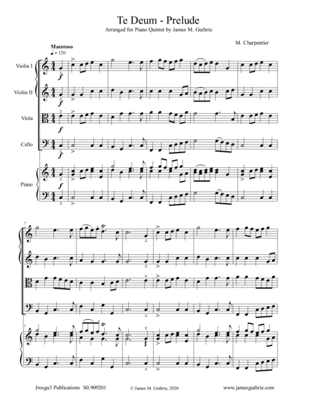 Charpentier: Te Deum Prelude for Piano Quintet (arr. James M. Guthrie, ASCAP)