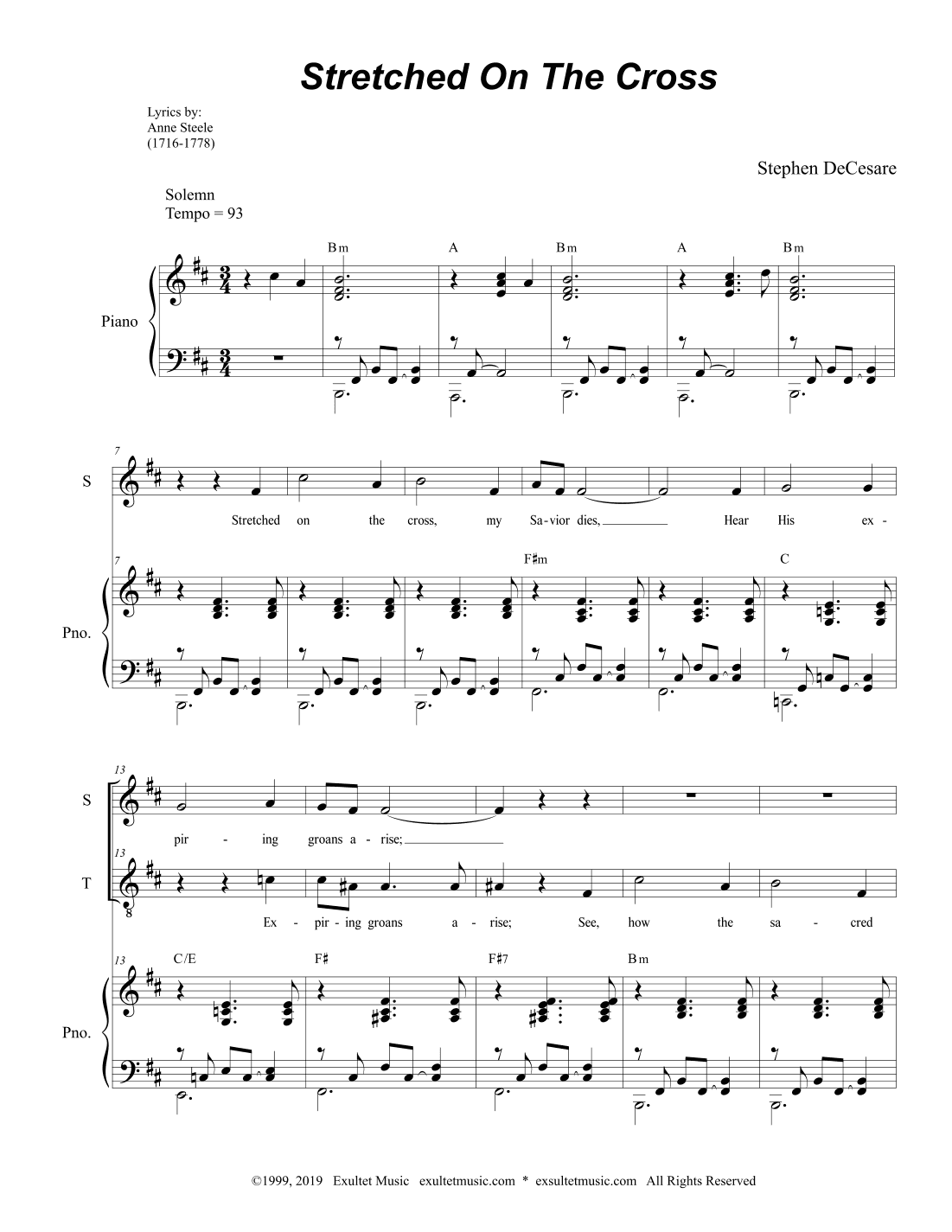 Stretched On The Cross (2-part choir - (Soprano and Tenor)