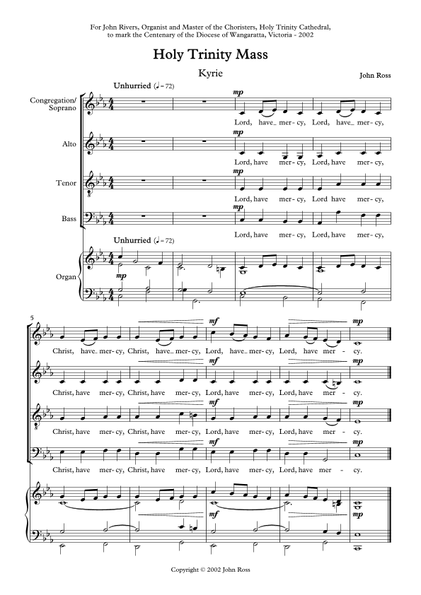 Holy Trinity Mass (Congregation, SATB, Organ)