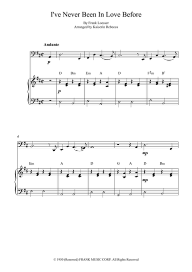 I've Never Been In Love Before (arr. Kaiserin Rebecca)