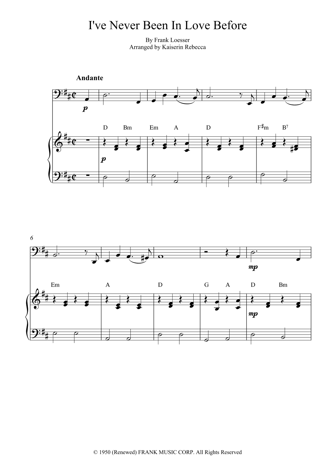 I've Never Been In Love Before (arr. Kaiserin Rebecca)