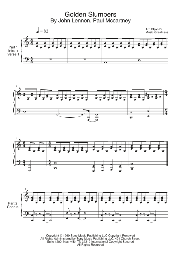 Golden Slumbers (arr. Music Greatness)