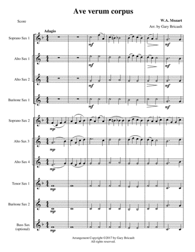 Ave Verum Corpus (arr. Gary Bricault)