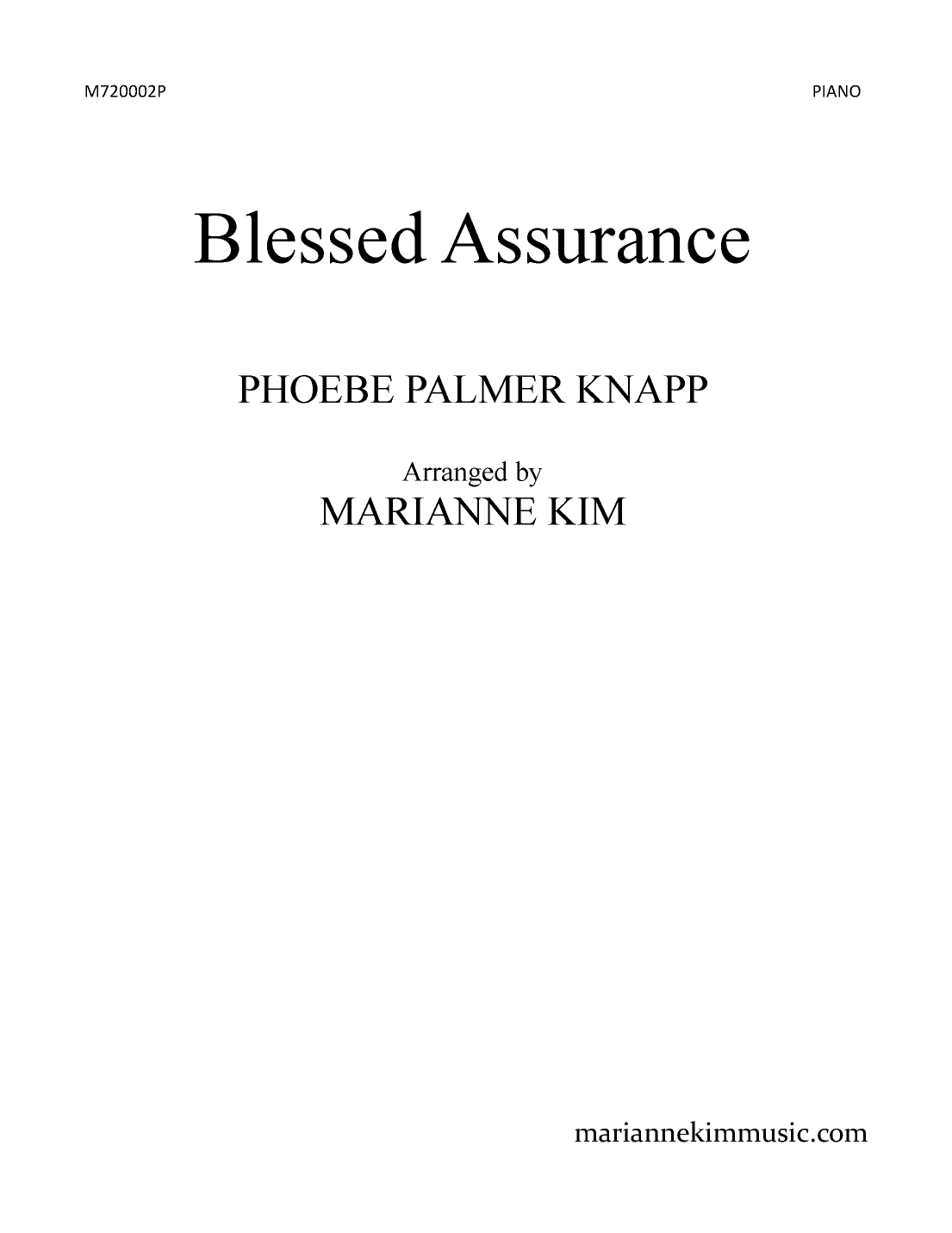 Blessed Assurance (arr. Marianne Kim)