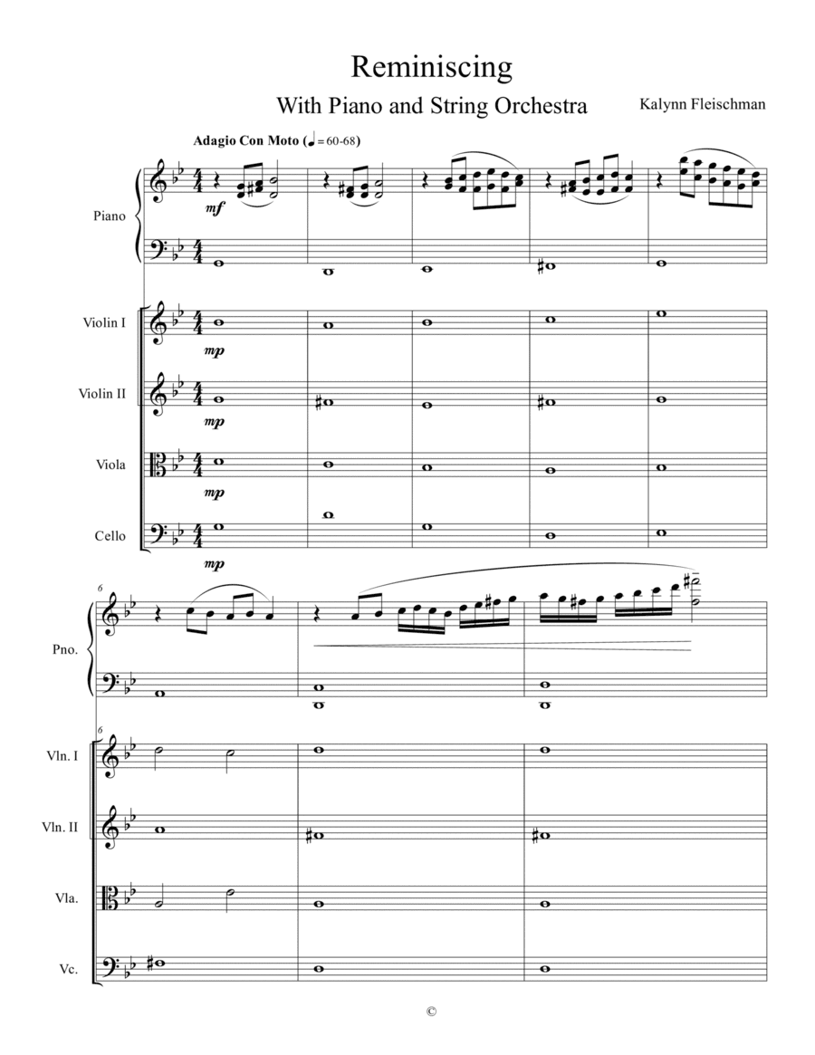 Reminiscing with Piano and String Orchestra