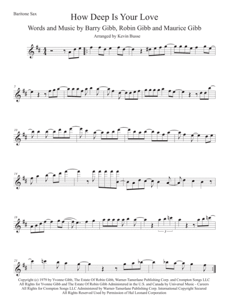 How Deep Is Your Love  from the Motion Picture SATURDAY NIGHT FEVER (arr. Kevin Busse)