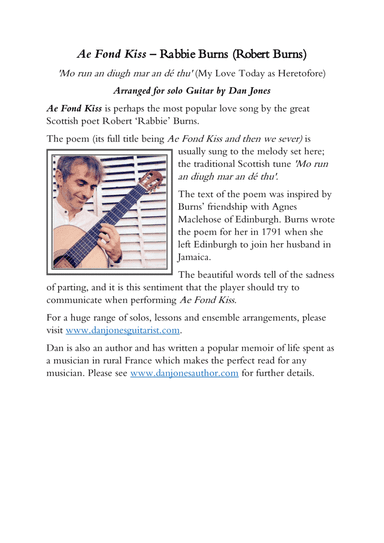 Ae Fond Kiss for Solo Guitar (arr. Dan Jones (www.danjonesguitarist.com))