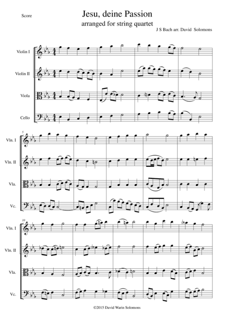 Jesus deine Passion for string quartet (arr. David Warin Solomons)
