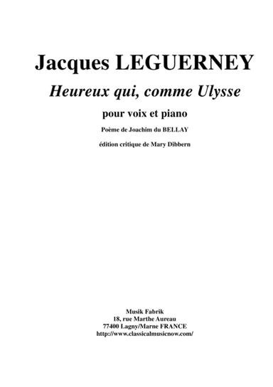 Jacques Leguerney: Heureux qui, comme Ulysse for voice and piano