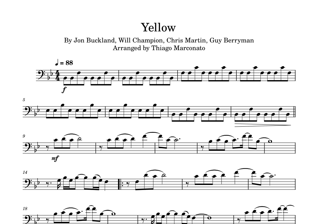 Yellow (arr. Thiago Marconato)