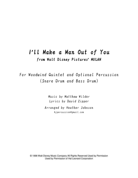 I'll Make A Man Out Of You (arr. Heather Johnson)