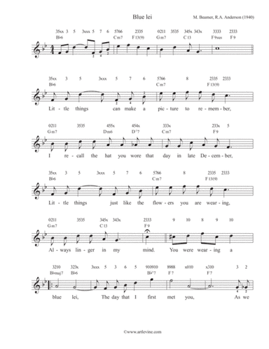 Blue Lei (arr. Art Levine)