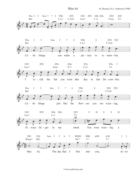 Blue Lei (arr. Art Levine)