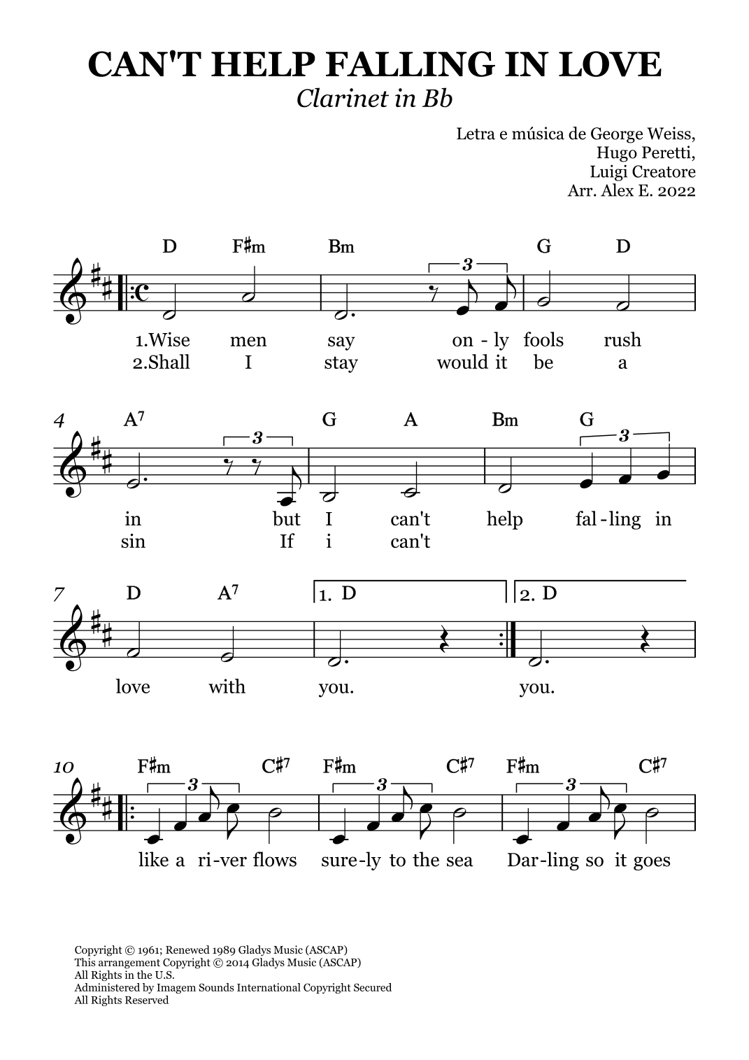 Can't Help Falling In Love (arr. Alex E.)
