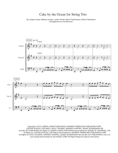 Cake By The Ocean (arr. Joe Deninzon)