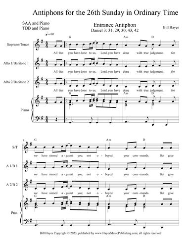 Antiphons for the 26th Sunday in Ordinary Time