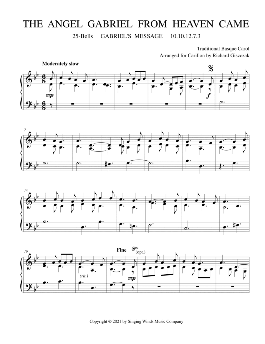 25B. The Angel Gabriel from Heaven Came (GABRIEL'S MESSAGE) (arr. Richard Giszczak)