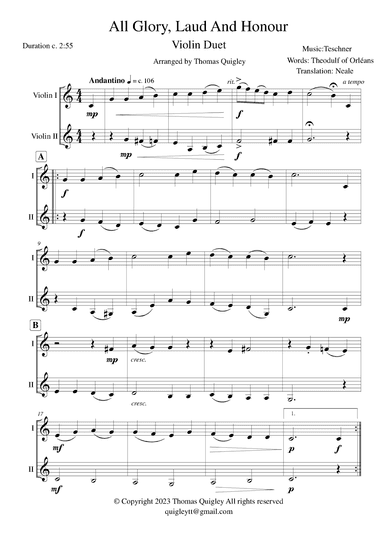 All Glory, Laud and Honour (arr. Thomas Quigley)