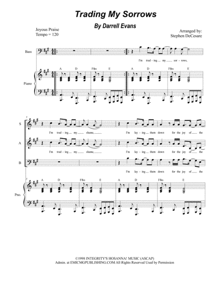 Trading My Sorrows (arr. Stephen DeCesare)