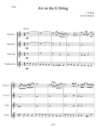 Air on the G String (Saxophone Quartet) (arr. B. C. Dockery)