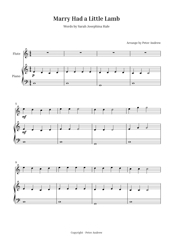 Marry Had  a Little Lamb (arr. Peter Andrew)