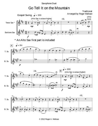 Go Tell It on the Mountain (Saxophone Duet) (arr. Roger Wallace)