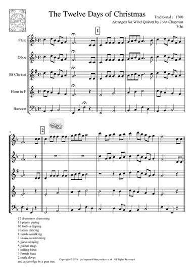 The Twelve Days of Christmas for Woodwind Quintet (arr. John Chapman)