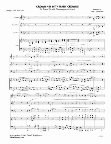 CROWN HIM WITH MANY CROWNS - BRASS TRIO with Piano Accompaniment (arr. Glen Poehlmann)