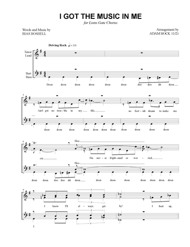 I Got The Music In Me (arr. Adam Bock)