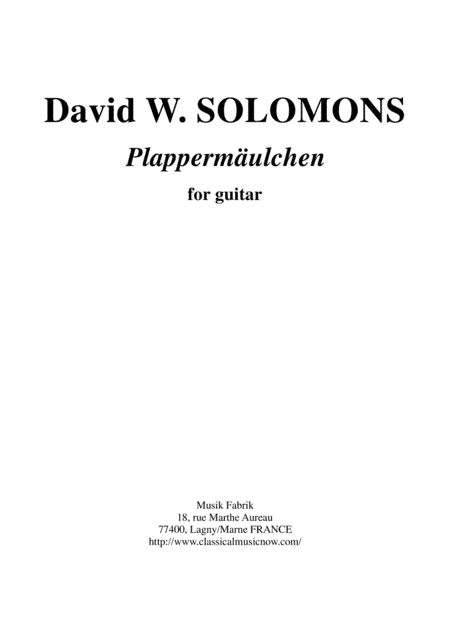 David Warin Solomons:  Plappermäulchen for solo guitar
