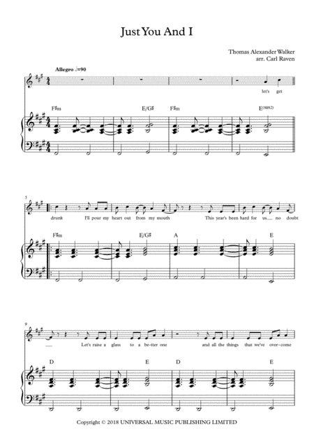 Just You And I (arr. Carl Raven)